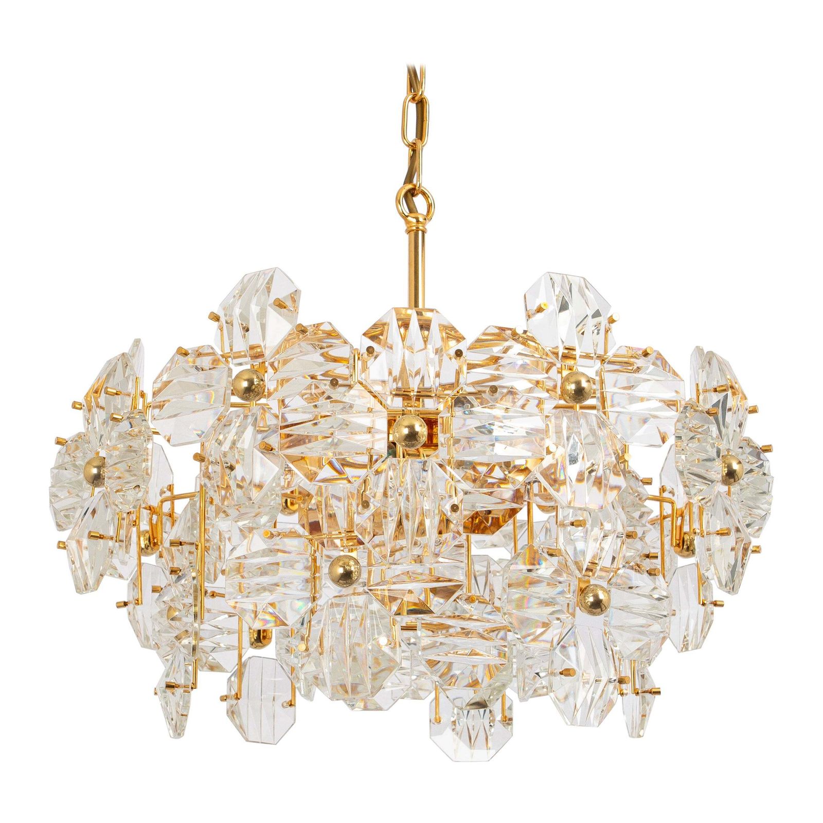 1 Of 2 Stunning Chandelier, Brass And Crystal Glass By Kinkeldey, Germany, 1970s photo furniture