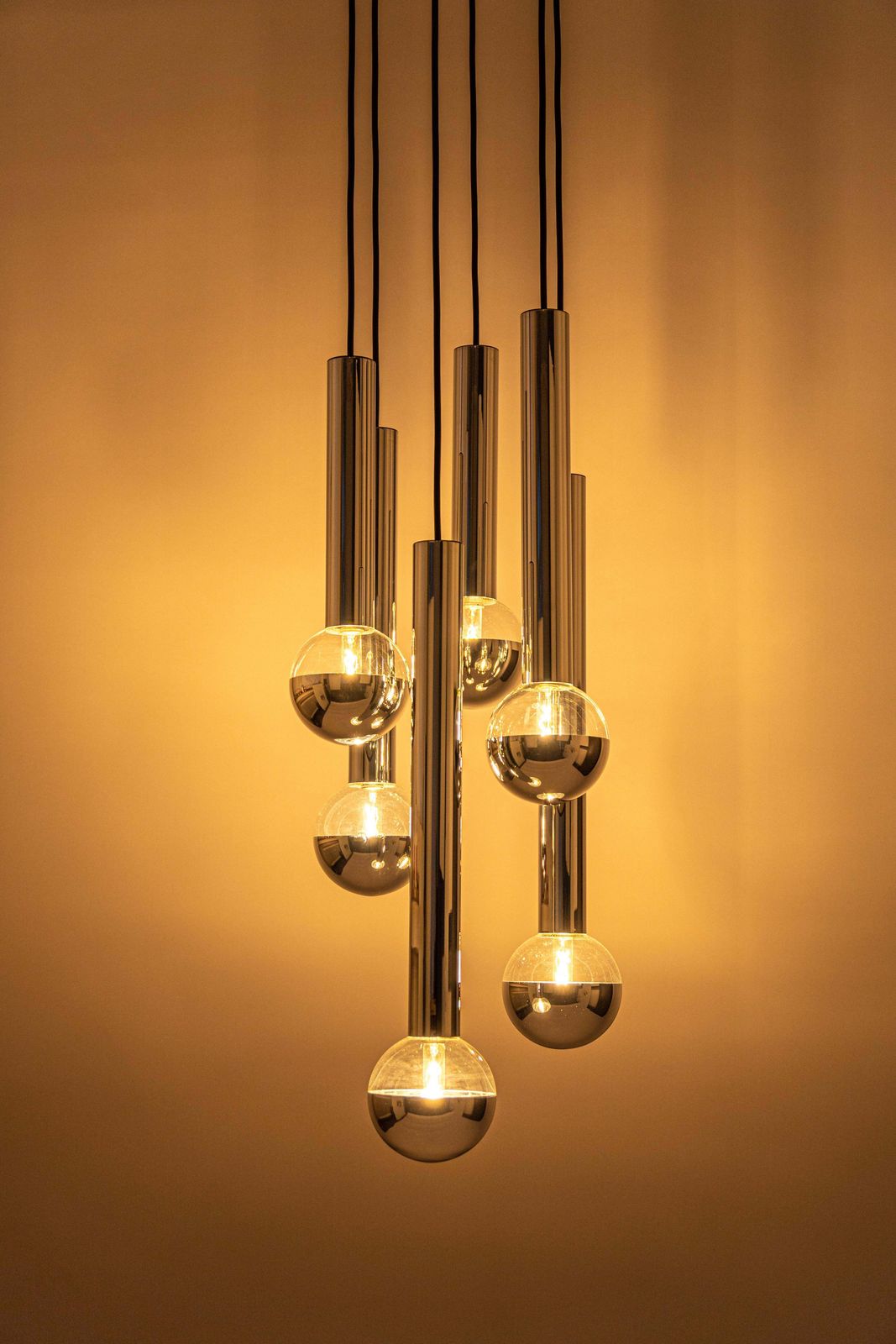 1 Of 2 Large Designer Cascading Chandelier For Staff Leuchten, Germany, 1970s photo buy