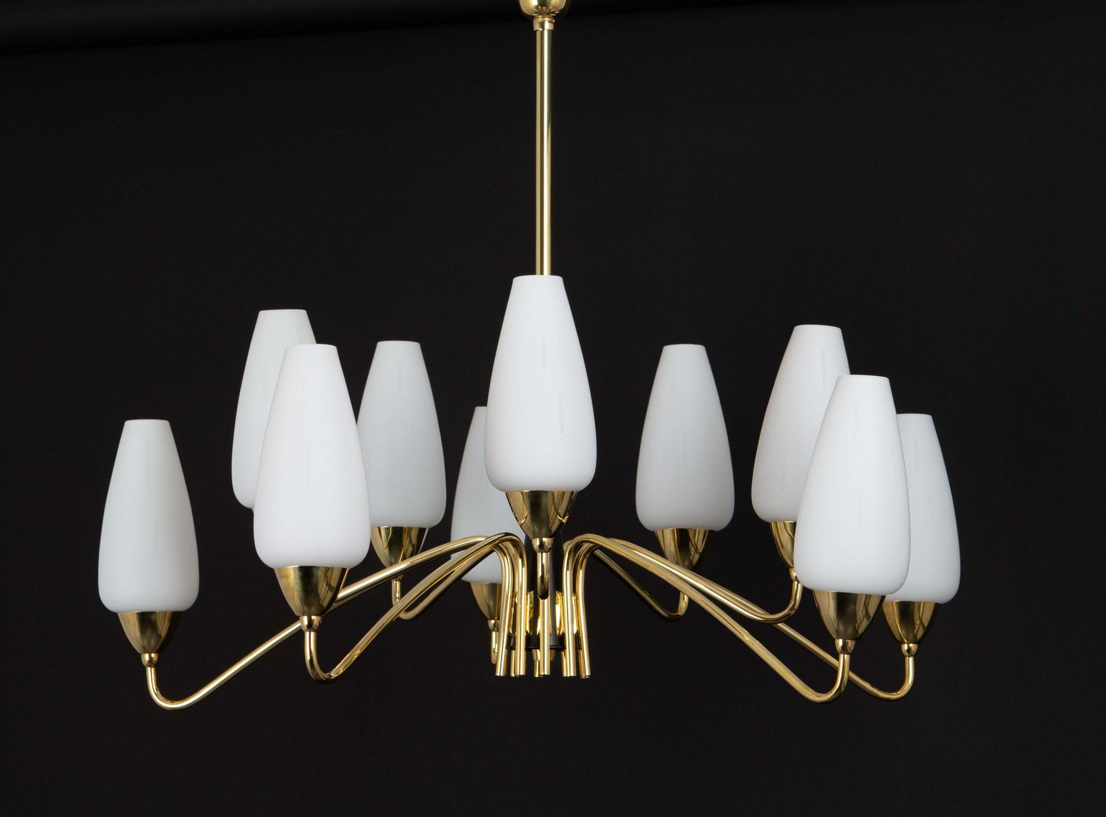 Large Italian Glass Sunburst Chandelier, Stilnovo Style, 1950s photo furniture