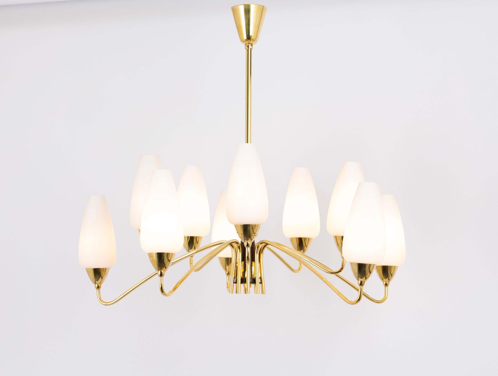 Large Italian Glass Sunburst Chandelier, Stilnovo Style, 1950s photo vinterior