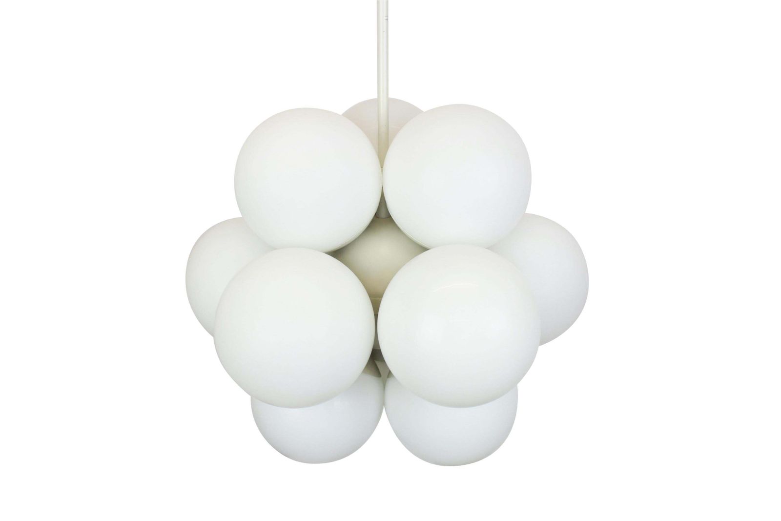 1 Of 3 Kaiser Sputnik Molecular Shape Chandelier, 12 Opal Glass, Germany, 1970s photo Lighting