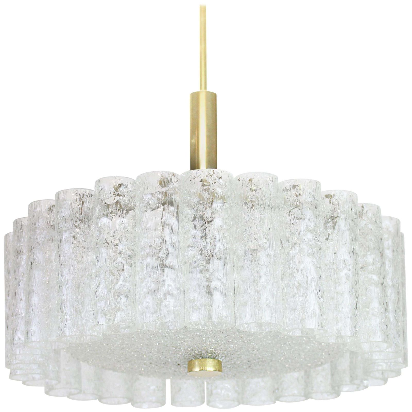 Stunning Murano Ice Glass Tubes Chandelier By Doria, Germany, 1970s