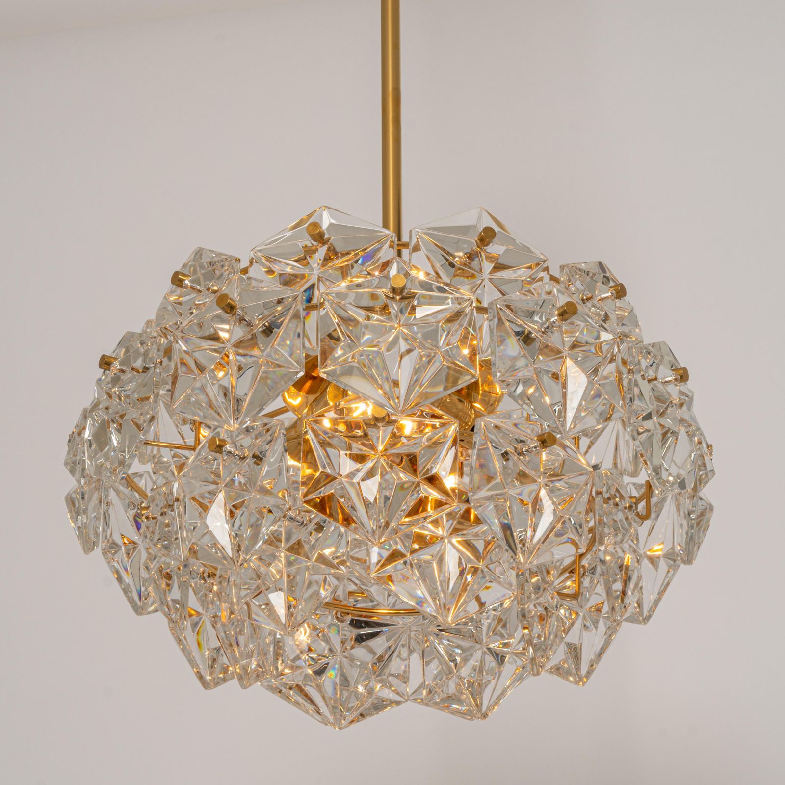 1 Of 2 Petite Chandeliers, Brass And Crystal Glass By Kinkeldey, Germany, 1970s photo furniture