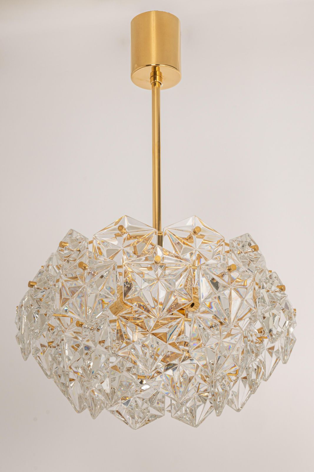 1 Of 2 Petite Chandeliers, Brass And Crystal Glass By Kinkeldey, Germany, 1970s photo 1633.0