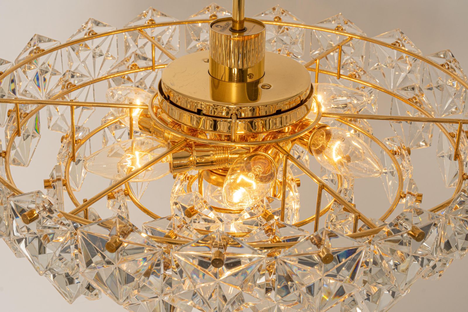 Stunning Large Chandelier, Brass And Crystal Glass By Kinkeldey, Germany, 1970s photo Lighting