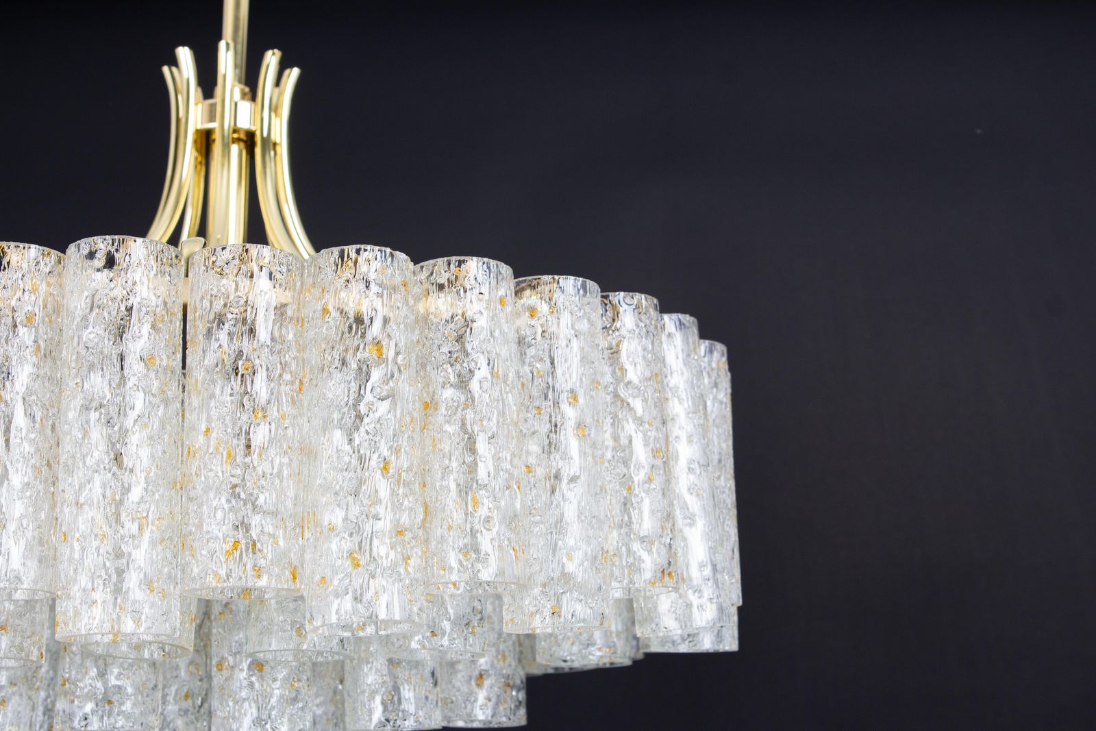 Lighting 1 Of 2 Stunning Large Doria Ice Glass Tubes Chandelier, Germany, 1960s photo