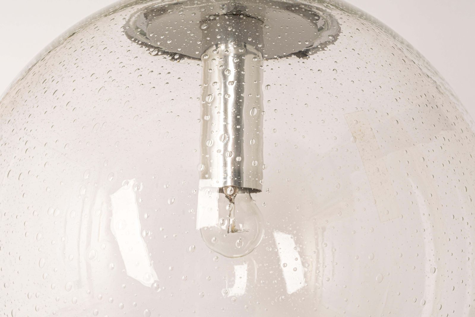 1 Of 2 Large Limburg Chrome With Clear Glass Ball Pendant, Germany, 1970s photo buy