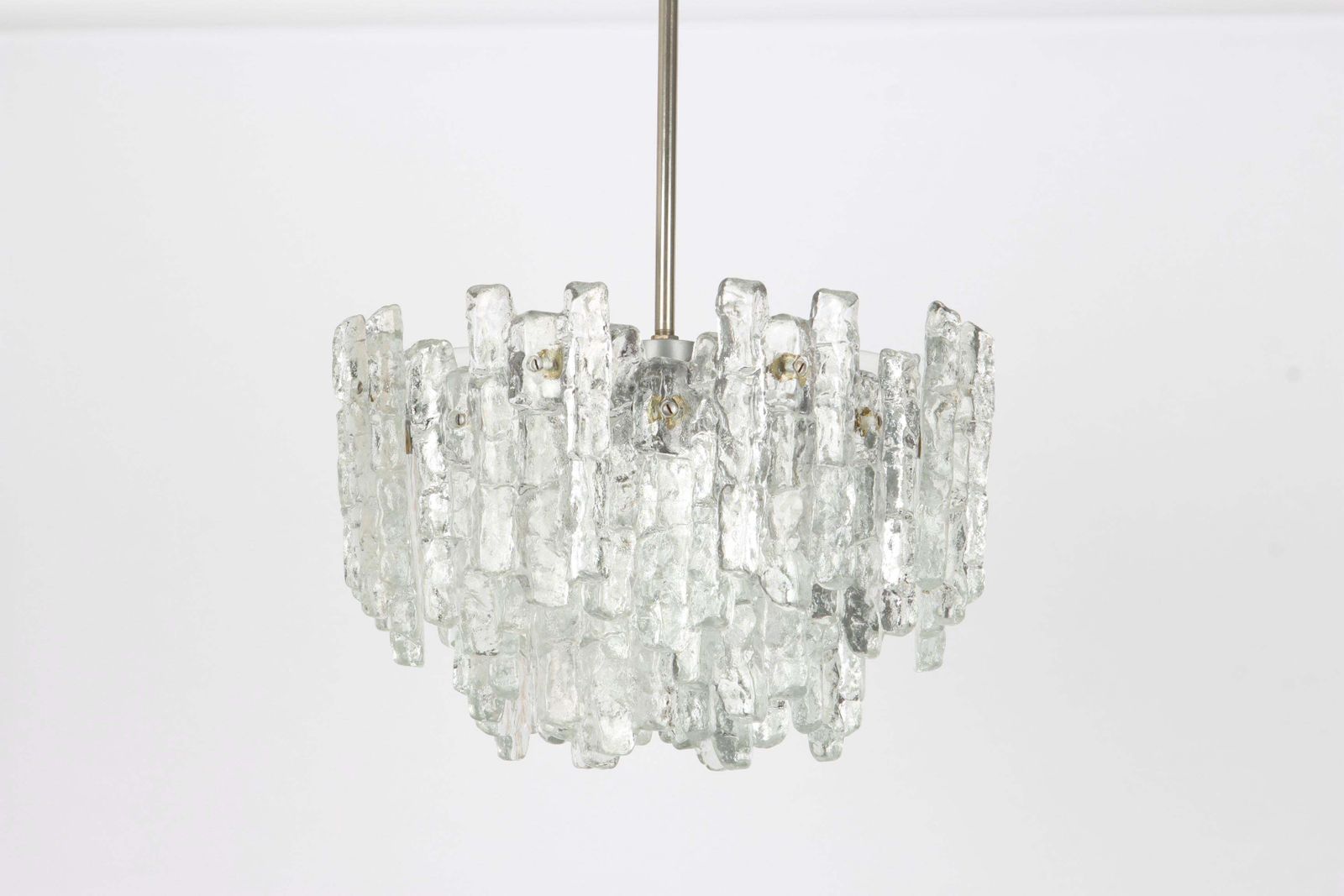 Lighting 1 Of 2 Large Murano Ice Glass Chandelier By Kalmar, Austria, 1960s photo