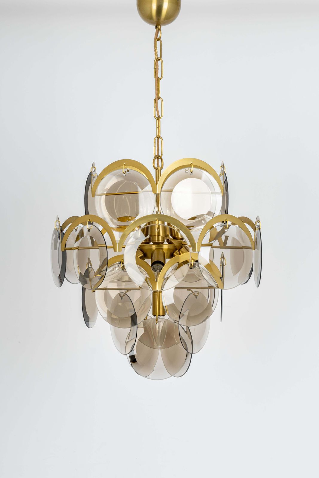 Vistosi Smoked Glass Disc Chandelier, Italy, 1960s photo furniture