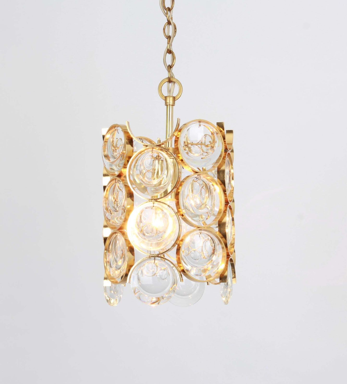 Lighting Pair Of Petite Gilded Brass Pendants, Sciolari Design For Palwa, Germany, 1970s photo