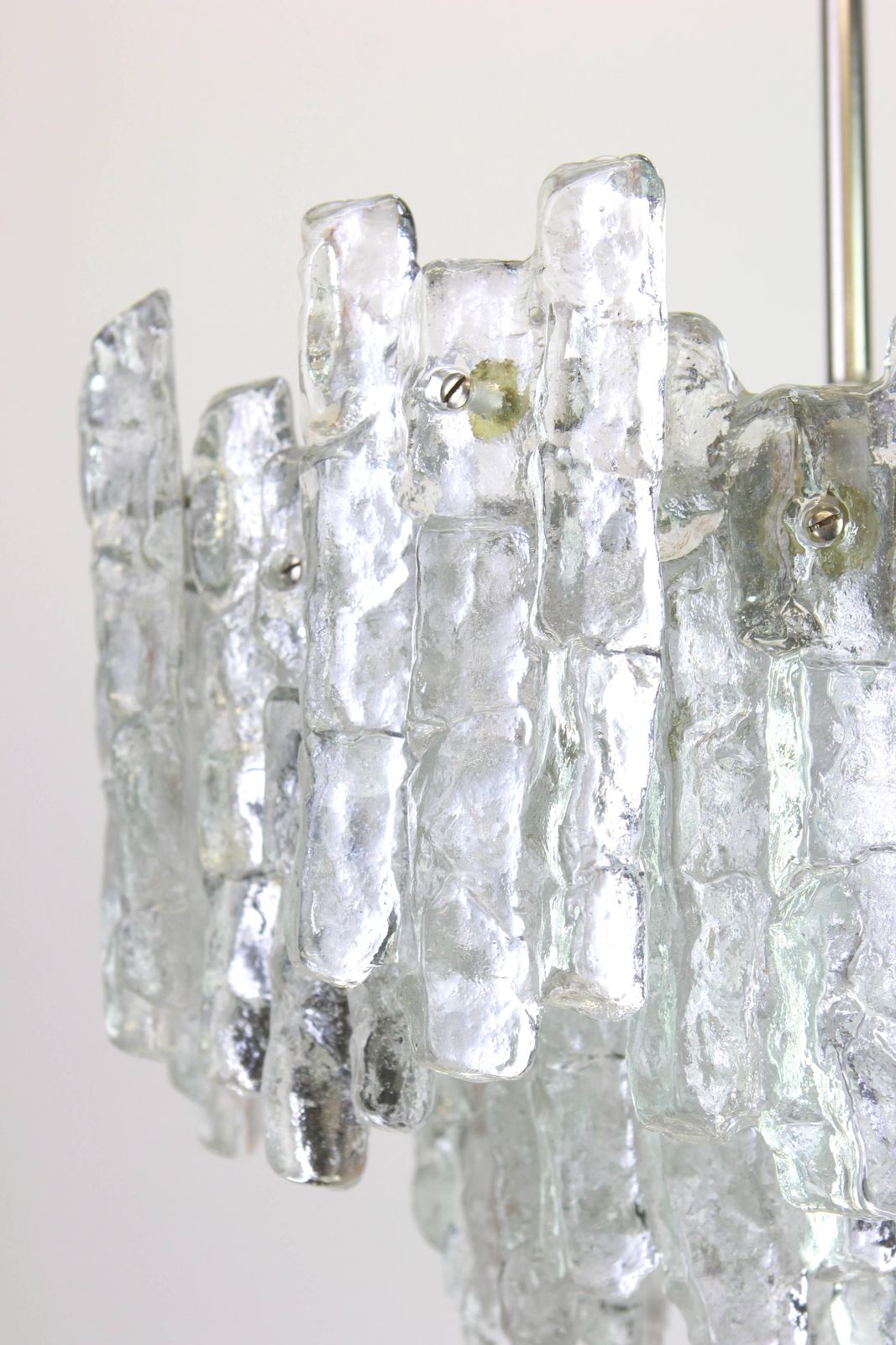 Large Murano Ice Glass Chandelier By Kalmar, Austria, 1960s photo for sale