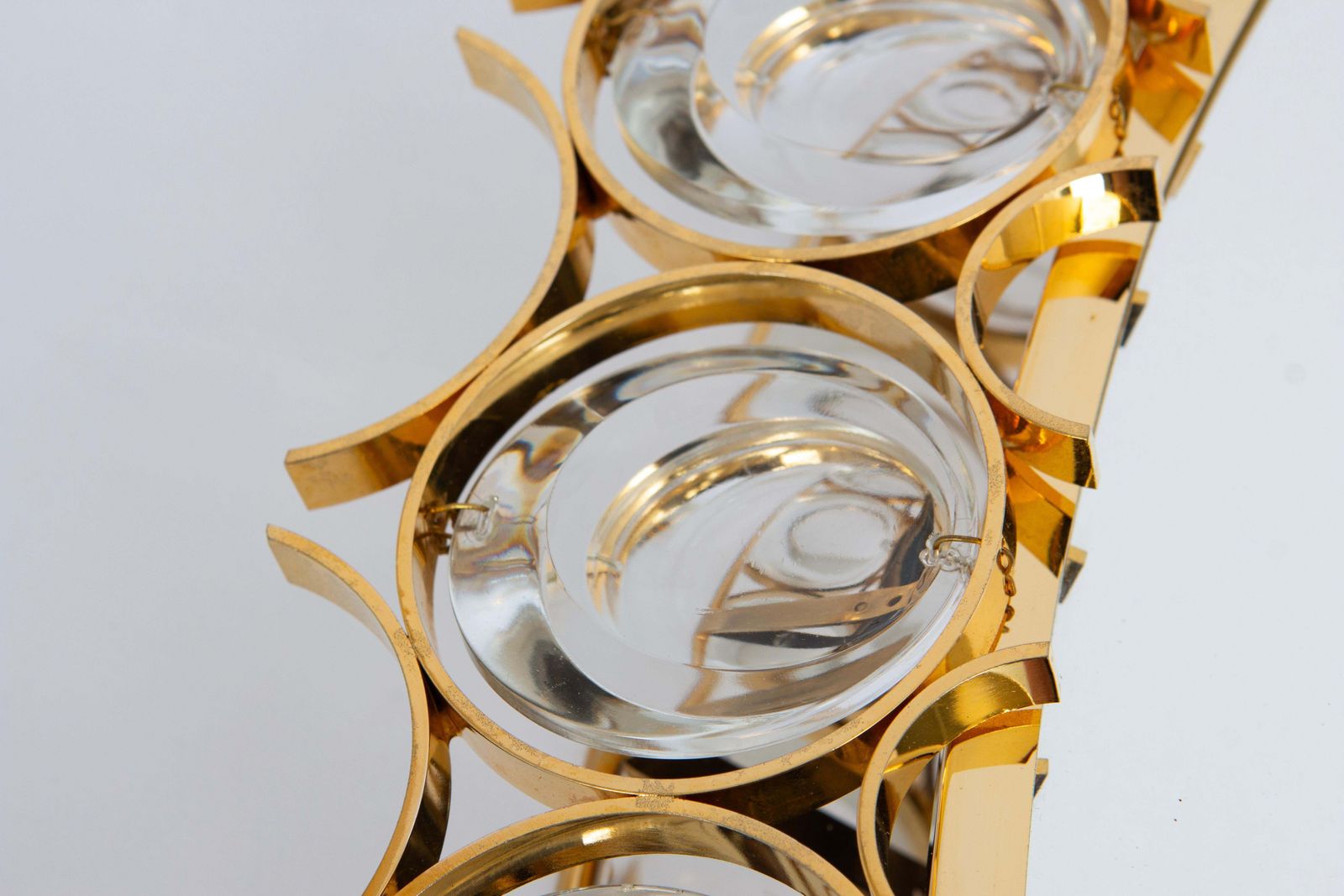 Spectacular Petite Backlit Mirror Gilded Brass, Crystal Glass By Palwa, Germany photo for sale