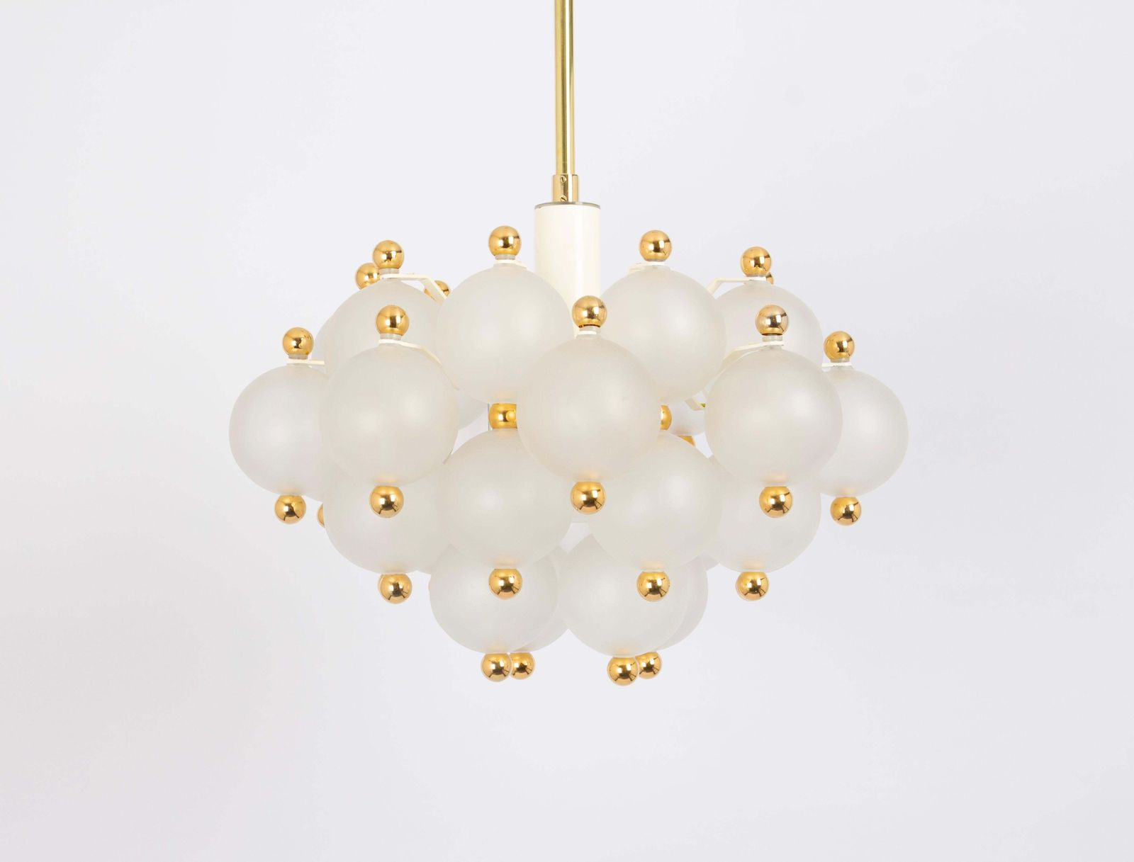 Large Frosted Glass And Brass Chandelier By Kinkeldey, Germany, 1970s photo furniture