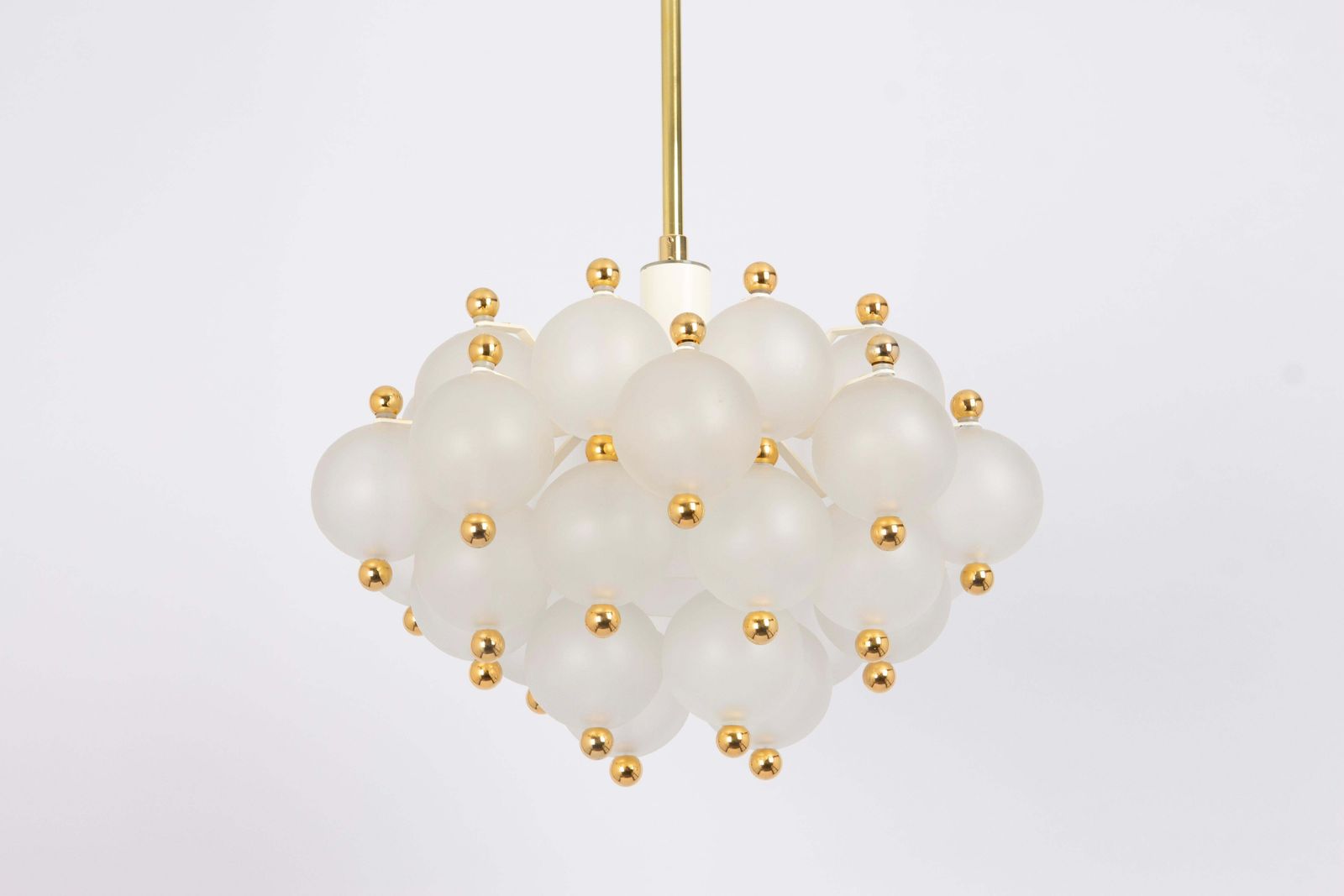 Large Frosted Glass And Brass Chandelier By Kinkeldey, Germany, 1970s photo 1934.0