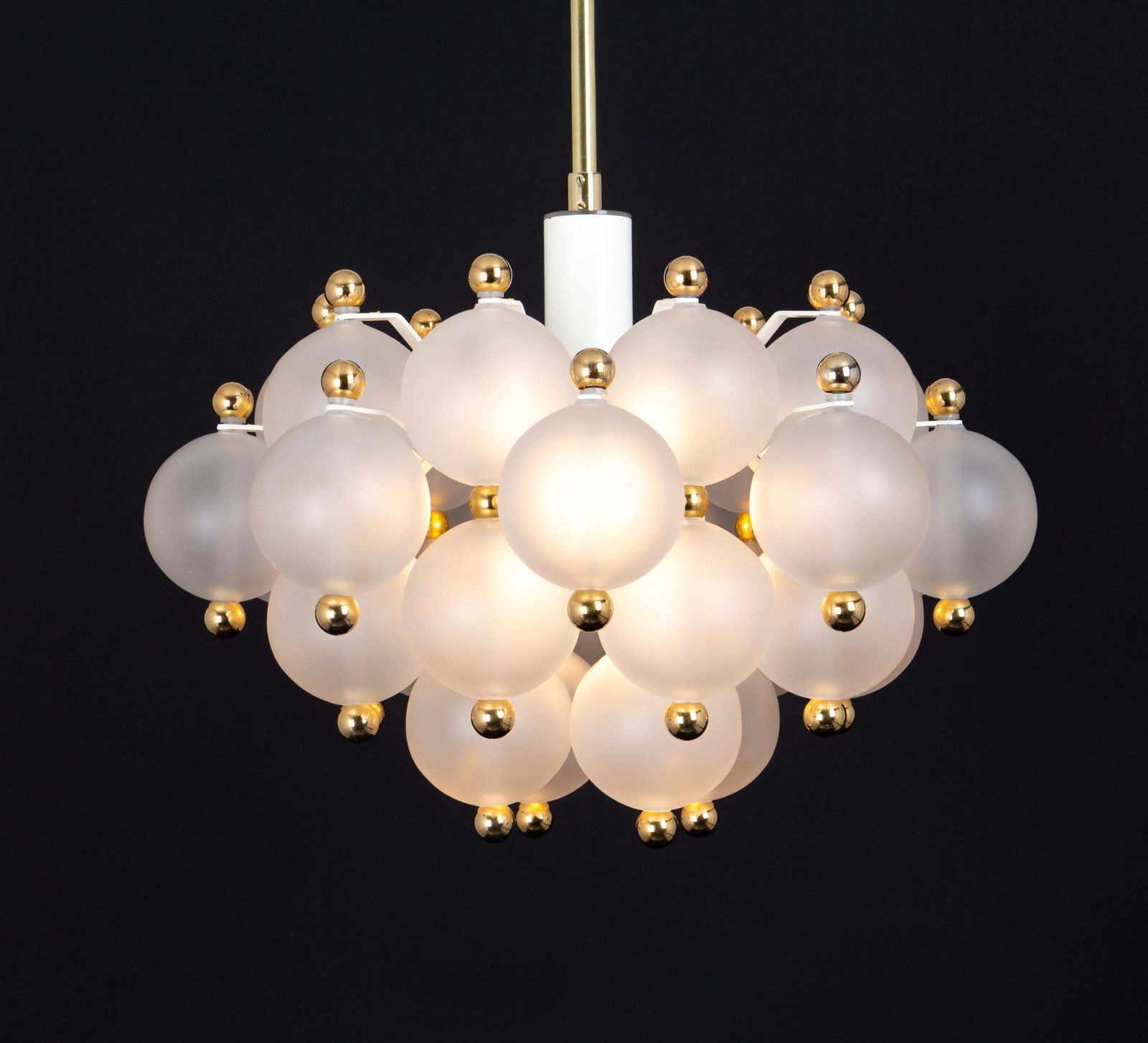 1934.0 Large Frosted Glass And Brass Chandelier By Kinkeldey, Germany, 1970s photo