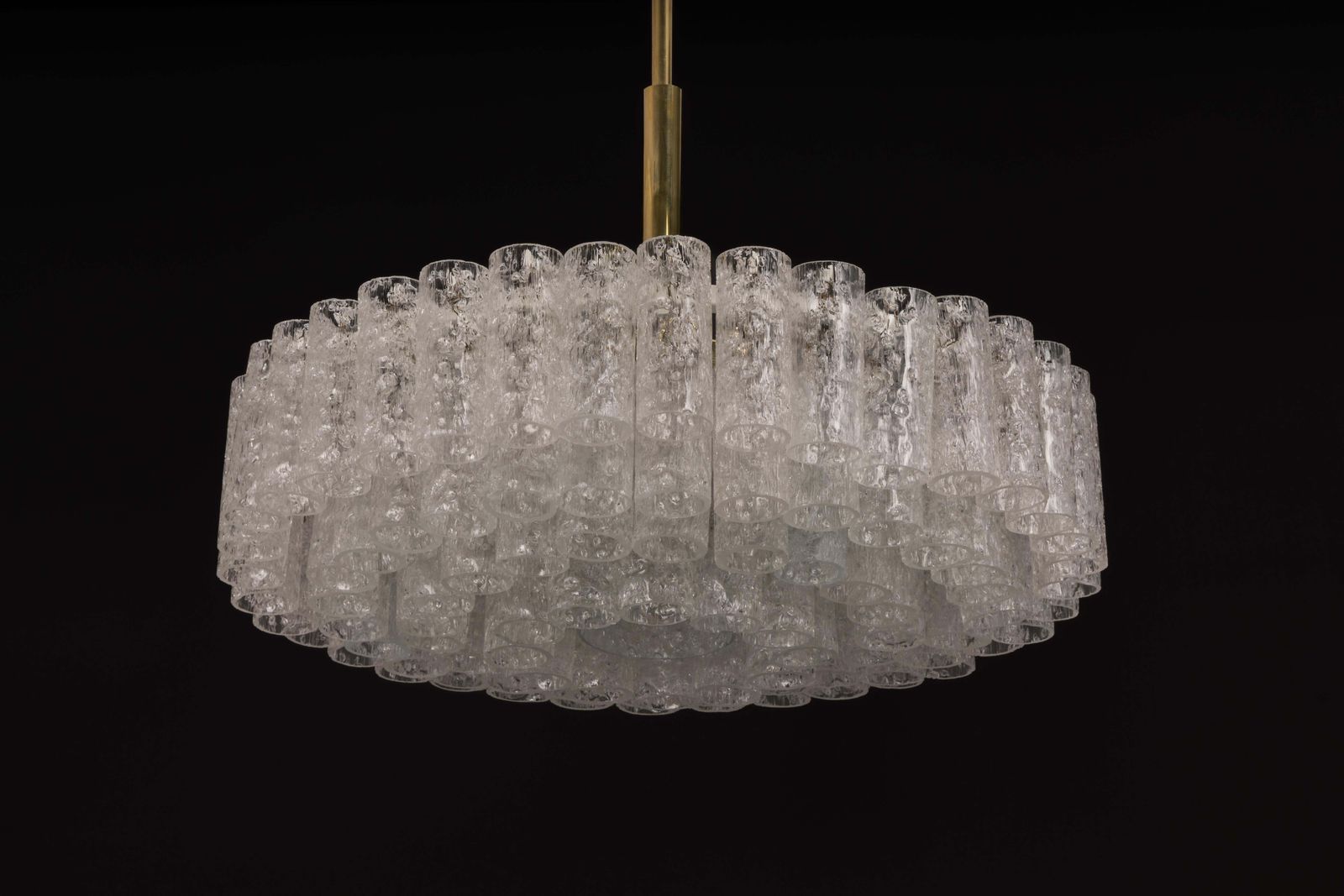 photo vinterior Large Doria Ice Glass Tubes Chandelier, Germany, 1960s