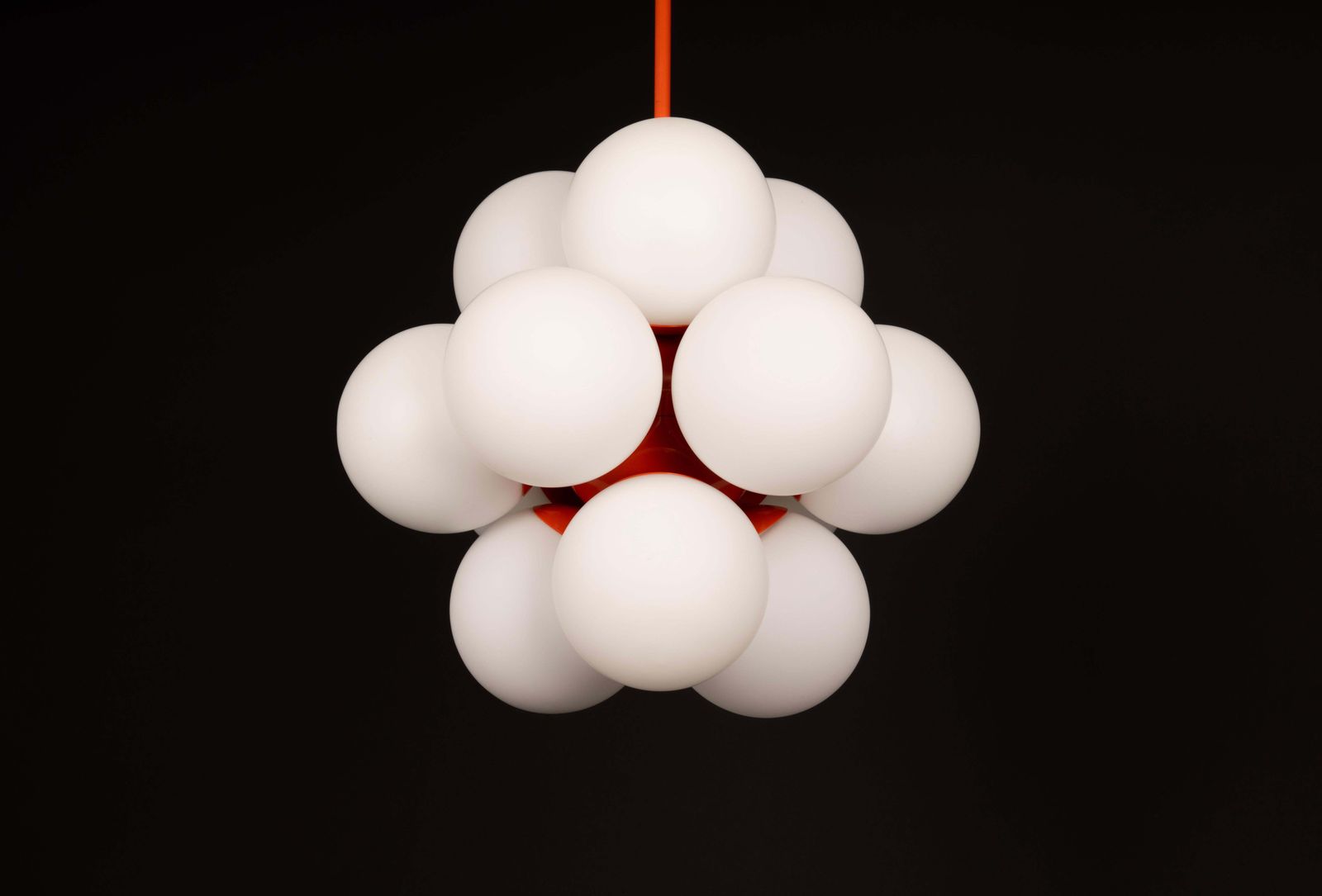 1 Of 2 Sputnik Orange Pendant Light, Opal Glass, Germany, 1970s photo 1848.0
