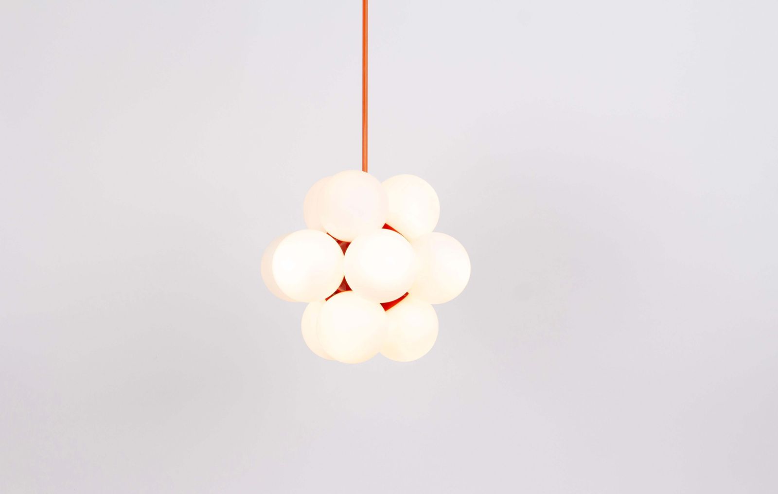 1 Of 2 Sputnik Orange Pendant Light, Opal Glass, Germany, 1970s photo vintage