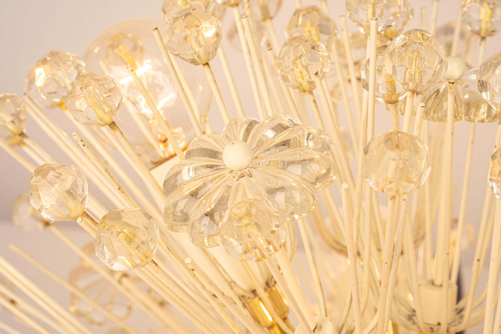 1 Of 3 Starburst Brass And Crystal Flush Mount By Emil Stejnar, Austria, 1960s photo vintage
