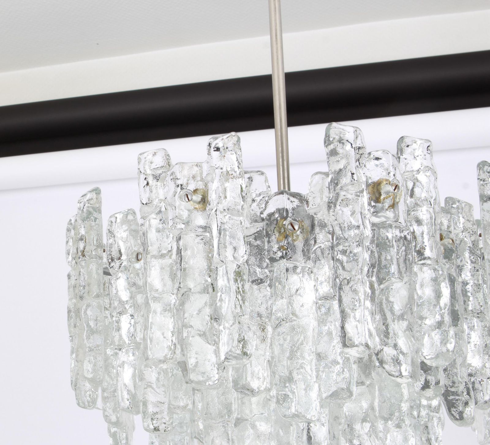 1805.0 1 Of 4 Large Murano Ice Glass Chandelier By Kalmar, Austria, 1960s photo