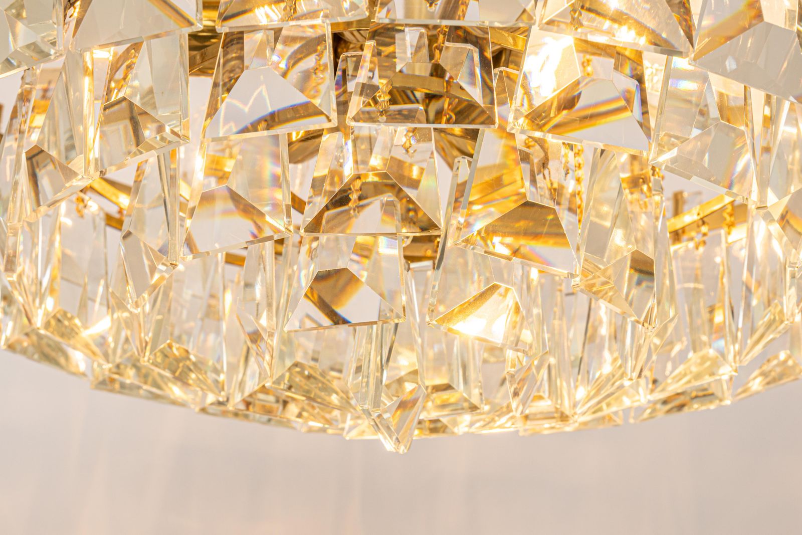 Large Gilt Brass And Crystal Chandelier, By Palwa, Germany, 1970s photo vintage