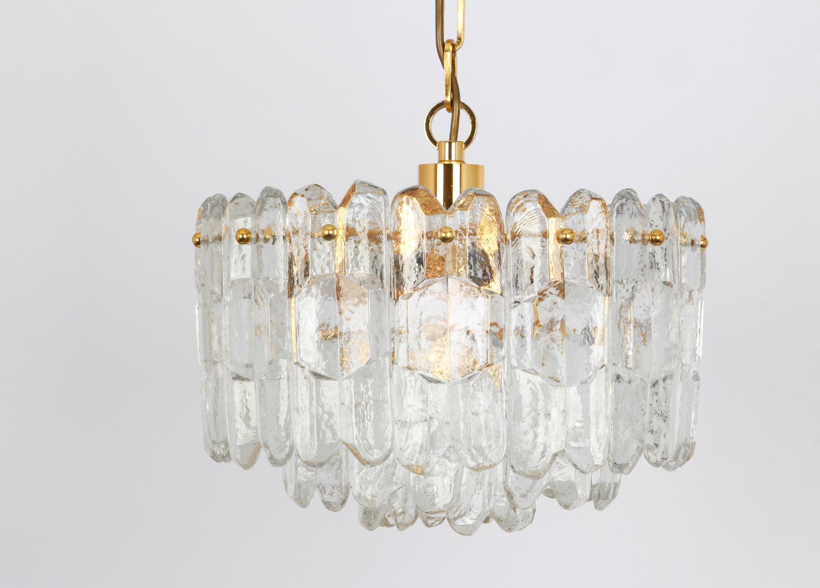 1 Of 2 Gilt Brass, Crystal Glass Light Chandelier Palazzo, Kalmar, Austria, 1970 photo buy