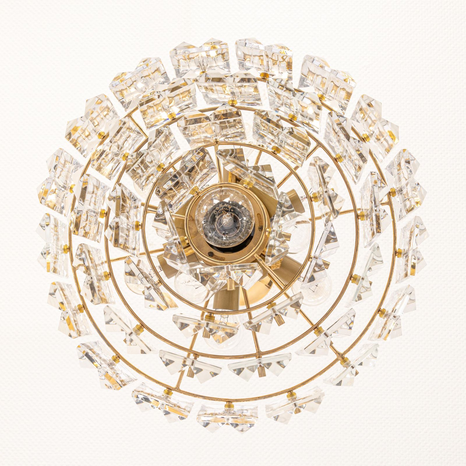 Stunning Chandelier, Brass And Crystal Glass By Kinkeldey, Germany, 1970s photo 1805.0