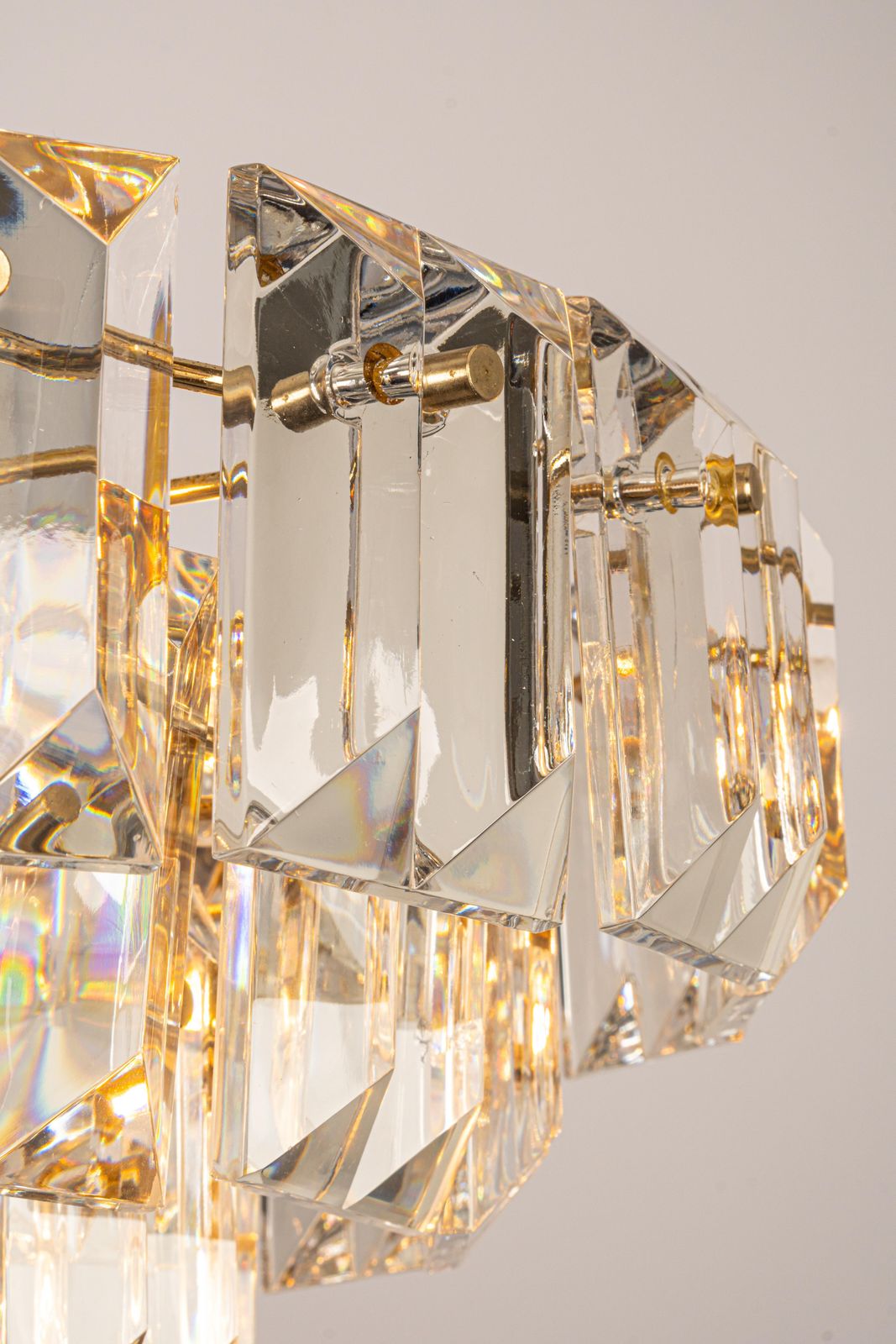 photo furniture Stunning Chandelier, Brass And Crystal Glass By Kinkeldey, Germany, 1970s