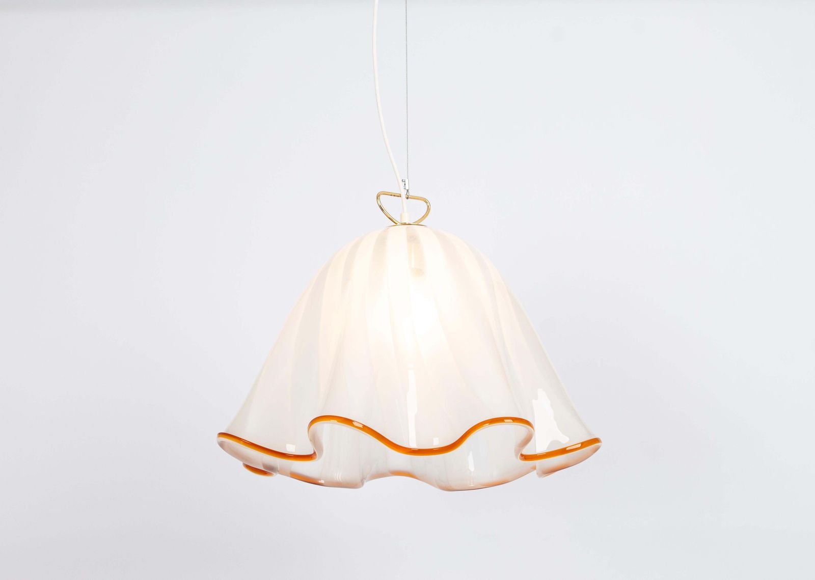 Large White Glass Pendant Light By Kalmar Fazzoletto, Austria, 1970s photo vinterior