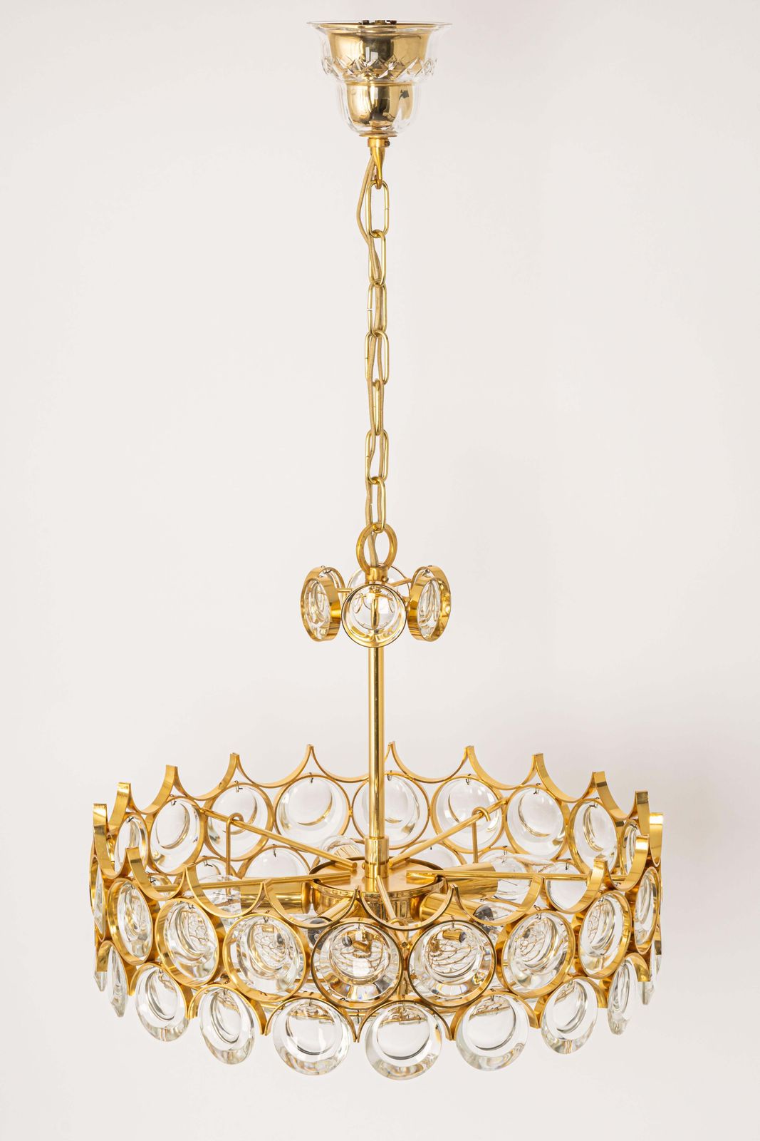 Brass And Crystal Chandelier, Sciolari Design By Palwa, Germany, 1970s photo 2020.0