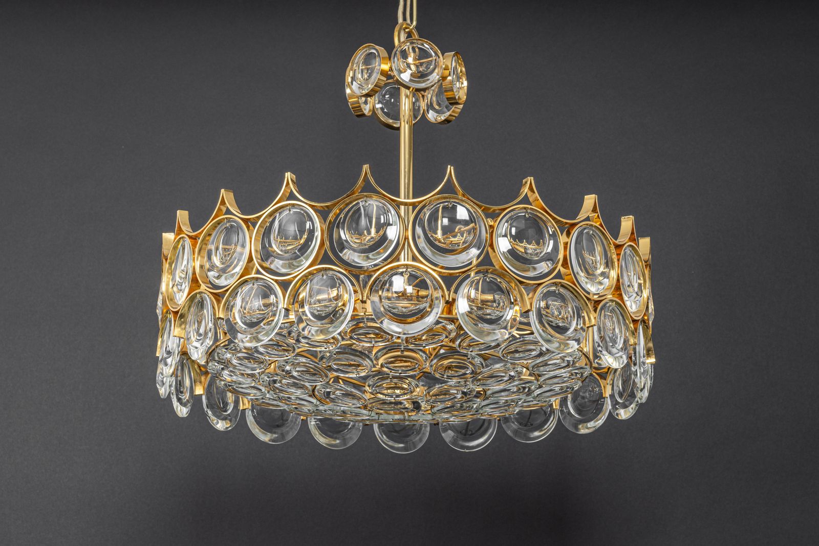 photo vinterior Brass And Crystal Chandelier, Sciolari Design By Palwa, Germany, 1970s
