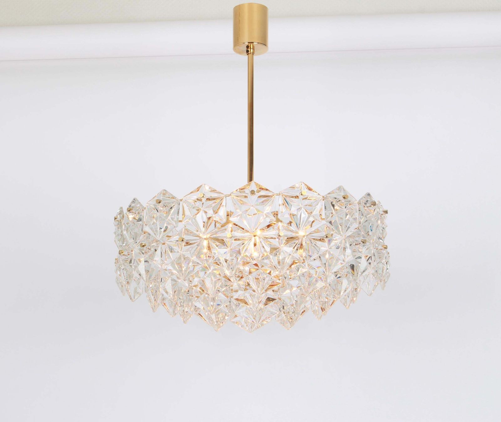 1 Of 2 Kinkeldey Chandelier Gilt Brass And Crystal Glass, Germany, 1970s photo Lighting