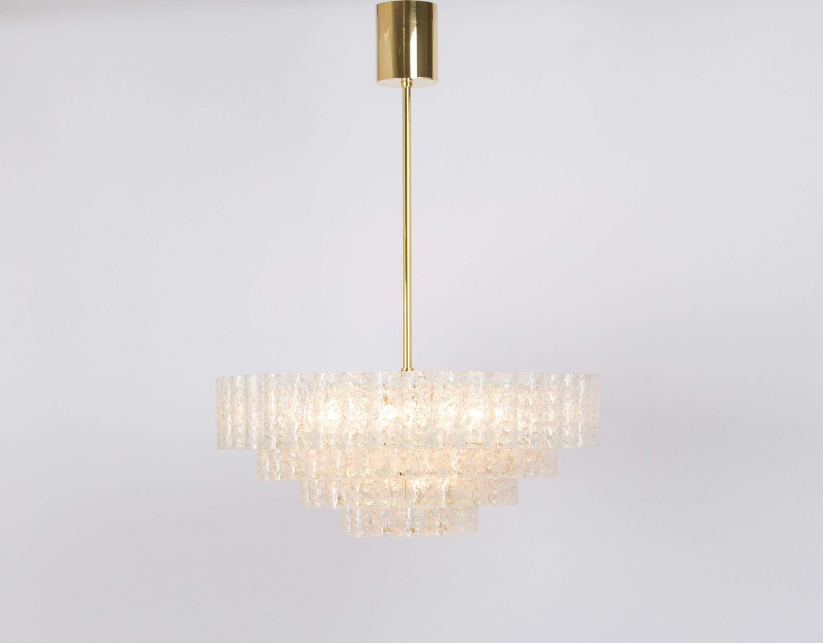 1 Of 5 Large Mid Century Doria Chandelier Ice Glass, 1960s, Germany photo Lighting