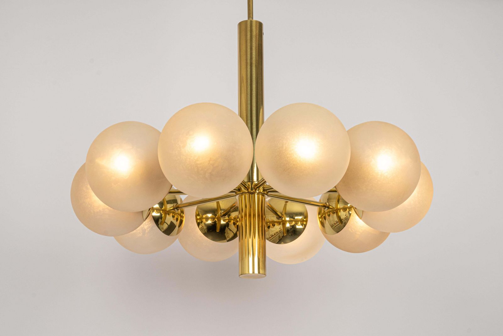 Large Stunning Kaiser Sputnik Glass Globes Chandelier, Germany, 1970s photo 2063.0
