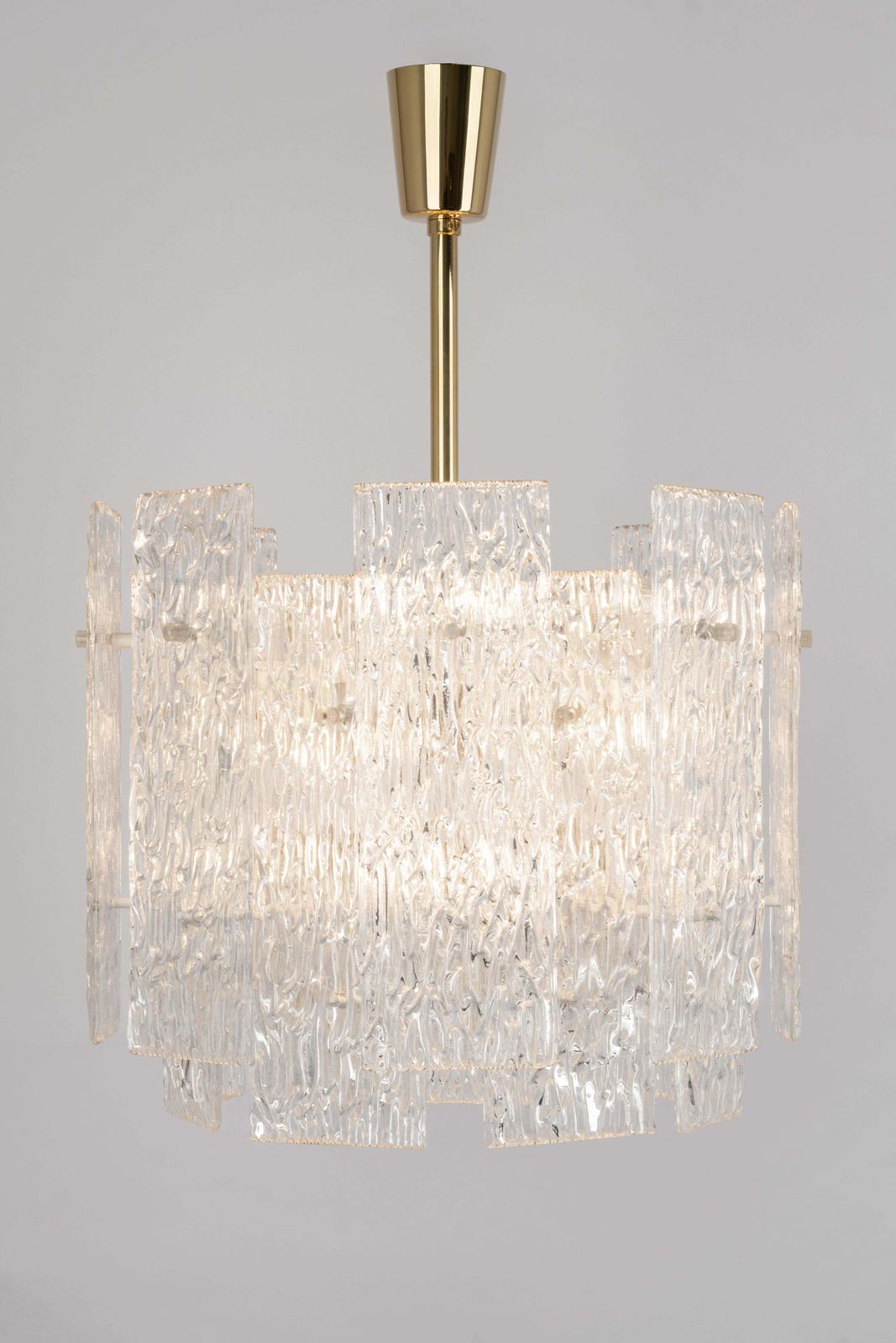 Large Murano Ice Glass Chandelier By Kalmar, Austria, 1960s photo for sale