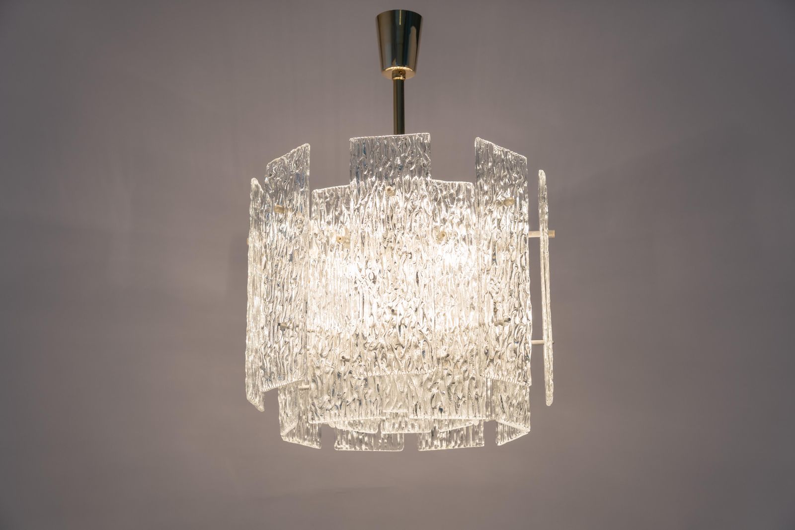 Large Murano Ice Glass Chandelier By Kalmar, Austria, 1960s photo buy