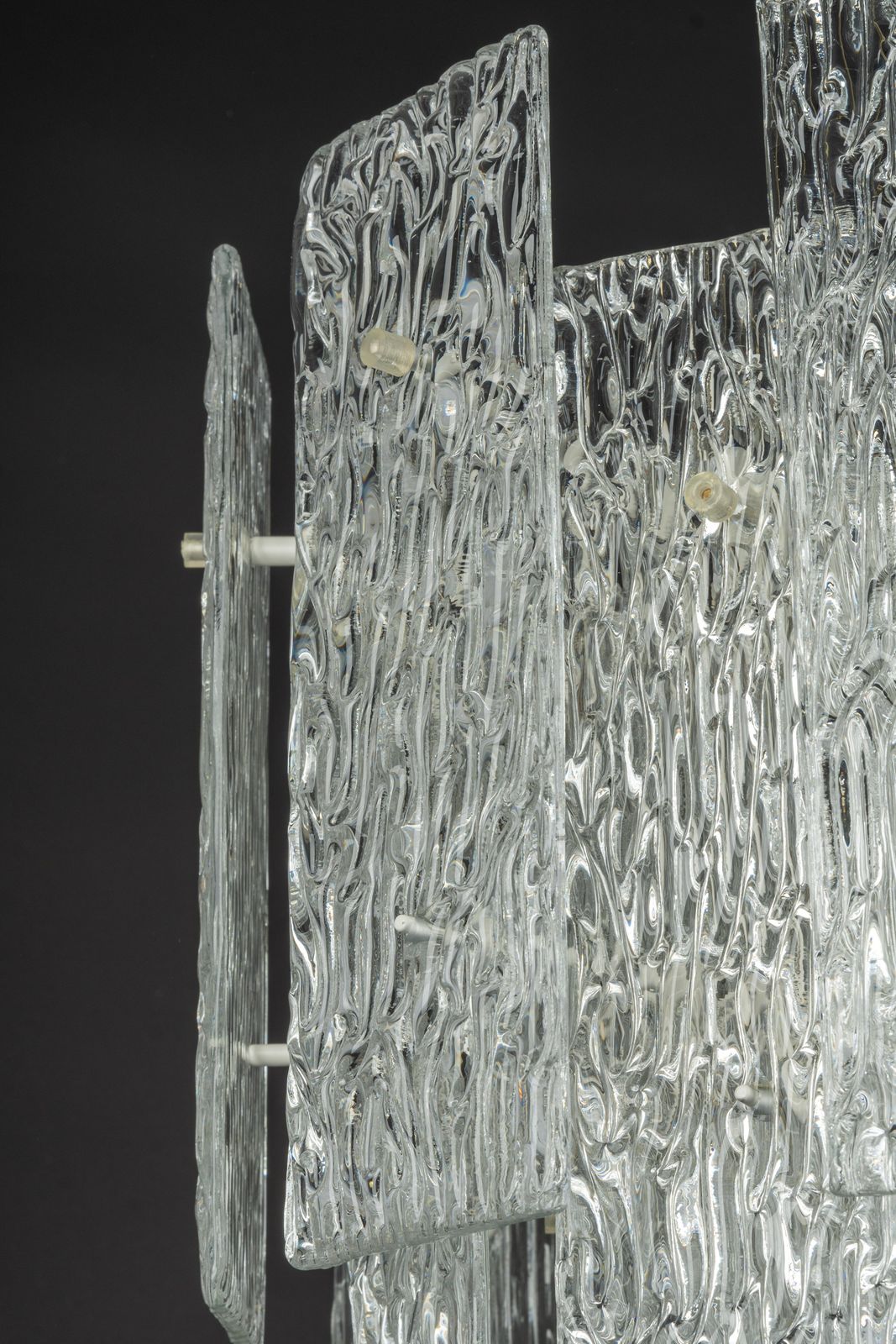 photo furniture Large Murano Ice Glass Chandelier By Kalmar, Austria, 1960s