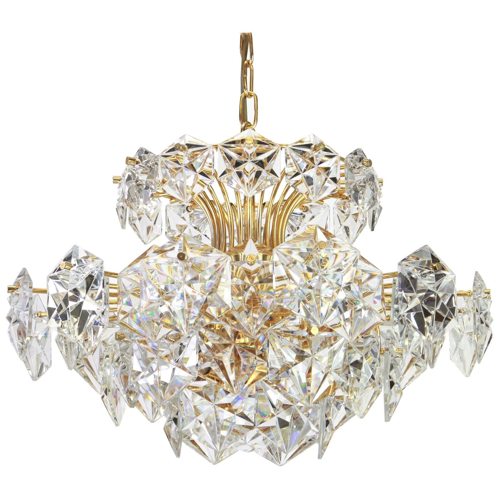 Gilt Brass And Crystal Glass Chandelier By Kinkeldey, Germany, 1970s