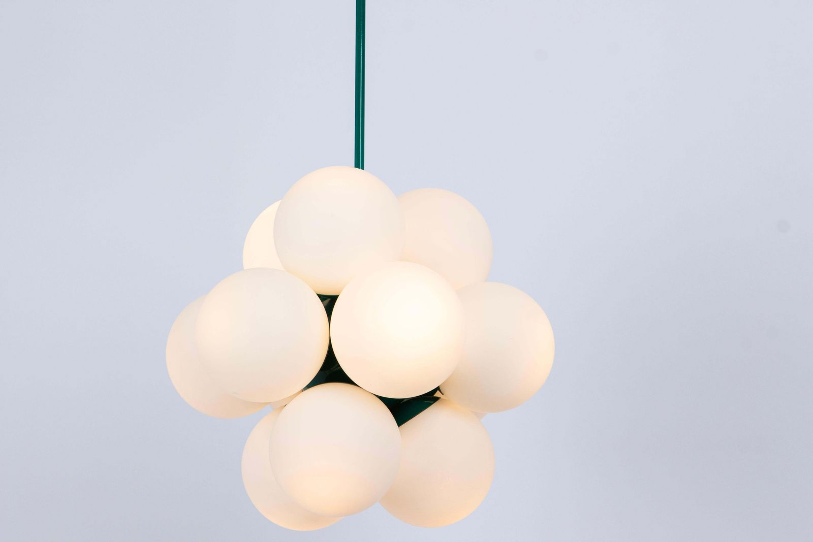 1 Of 2 Sputnik Green Pendant Light, Opal Glass, Germany, 1970s photo vinterior
