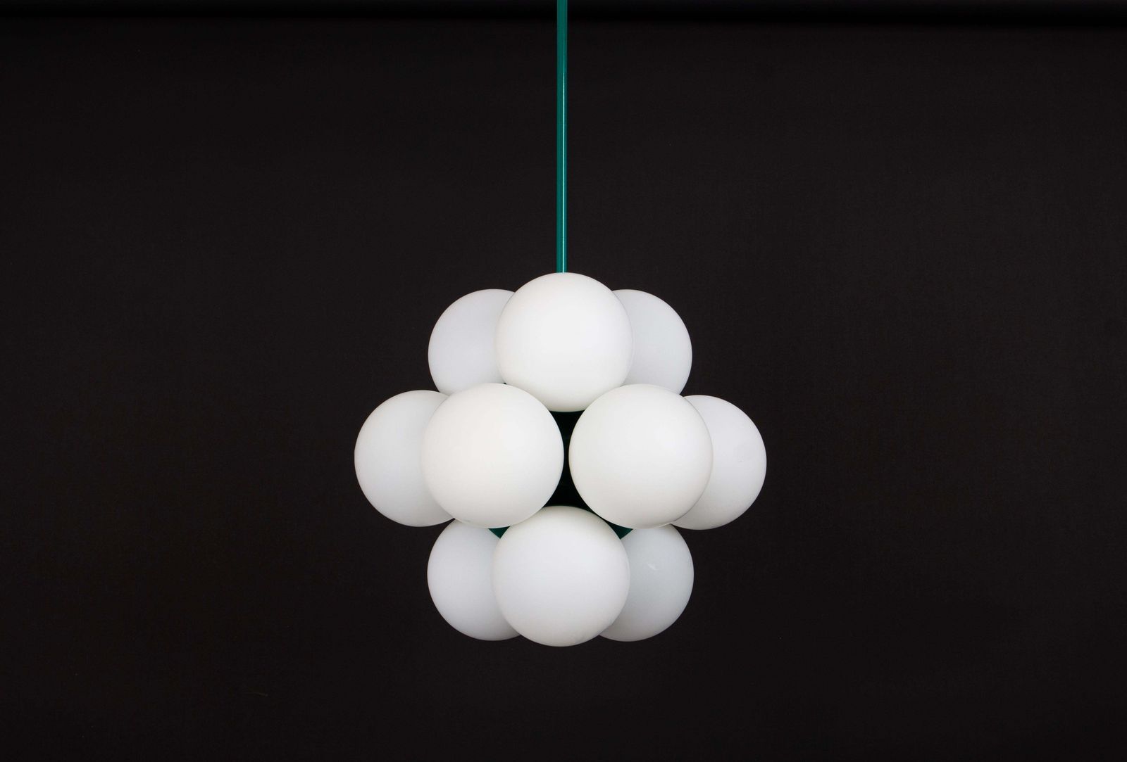 1 Of 2 Sputnik Green Pendant Light, Opal Glass, Germany, 1970s photo vintage