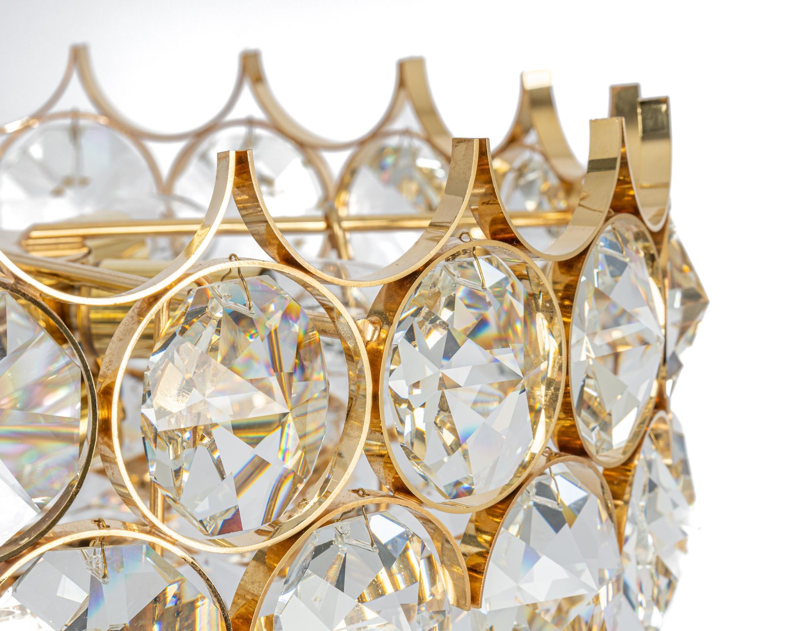1 Of 4 Large Gilt Brass Chandelier, Sciolari Design By Palwa, Germany, 1970s photo Lighting