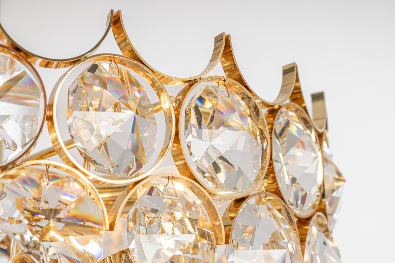 Lighting 1 Of 4 Large Gilt Brass Chandelier, Sciolari Design By Palwa, Germany, 1970s photo