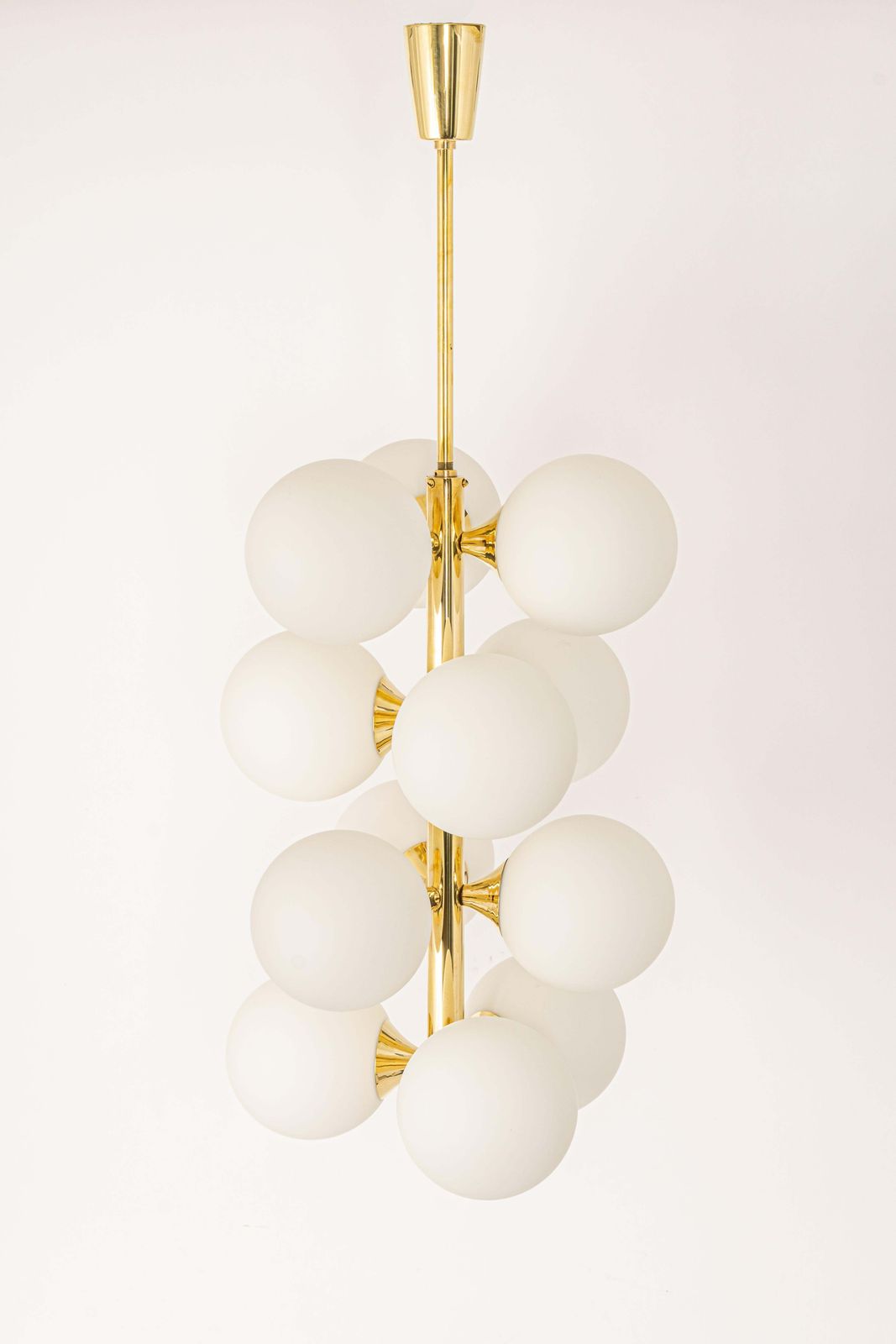 Large Stunning Kaiser Sputnik Glass Globes Chandelier, Germany, 1970s photo for sale