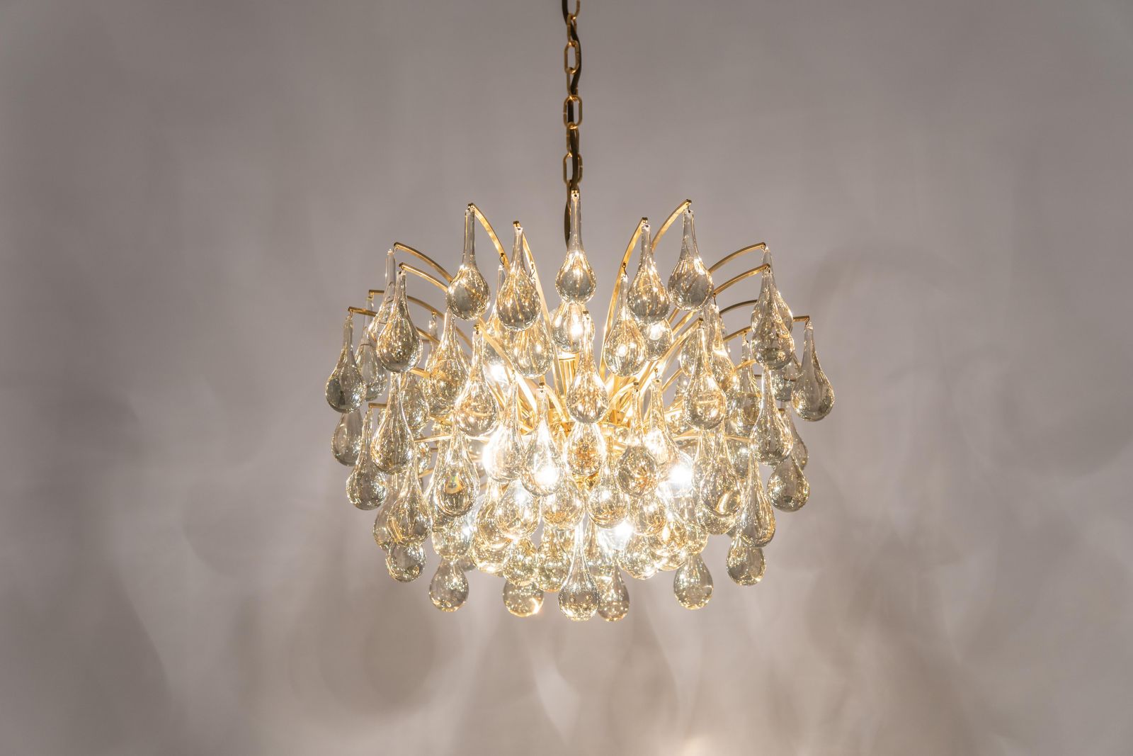 Lighting Large Murano Glass Tear Drop Chandelier, Christoph Palme, Germany, 1970s photo