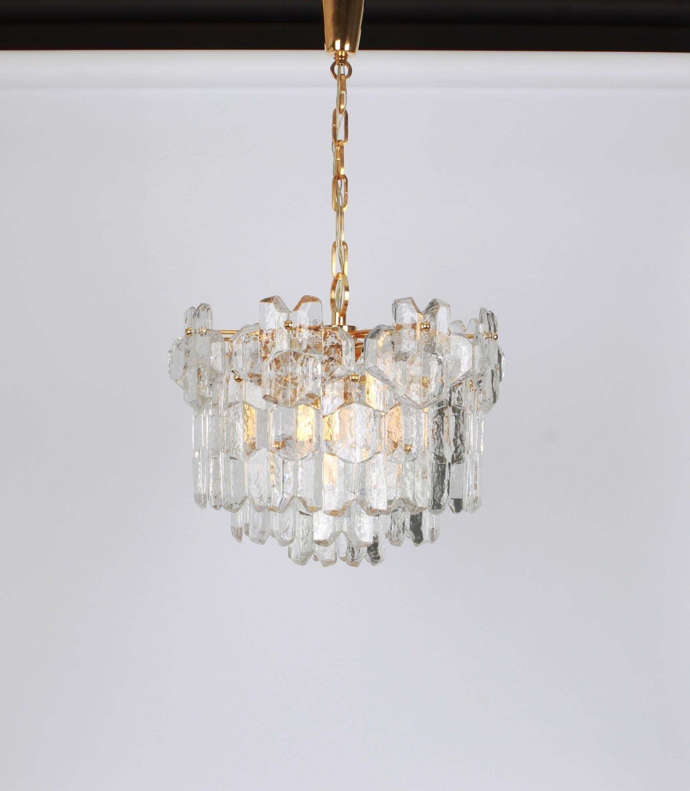 Stunning Gilt Brass, Murano Glass Chandelier Palazzo, Kalmar, Austria, 1970s photo for sale