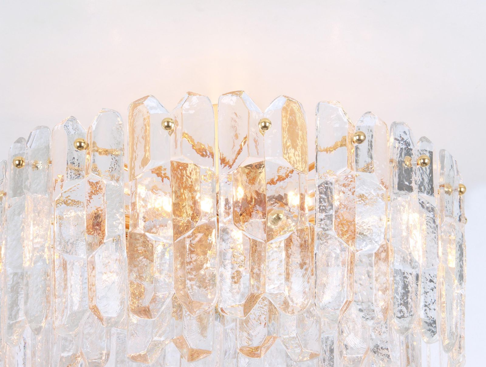 Stunning Gilt Brass, Crystal Glass Light Fixture Palazzo, Kalmar, Austria, 1970 photo Lighting