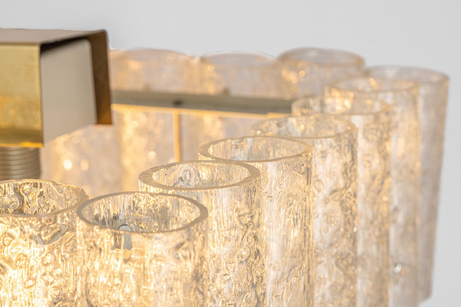 Large Doria Ice Glass Tubes Chandelier, Germany, 1960s photo buy