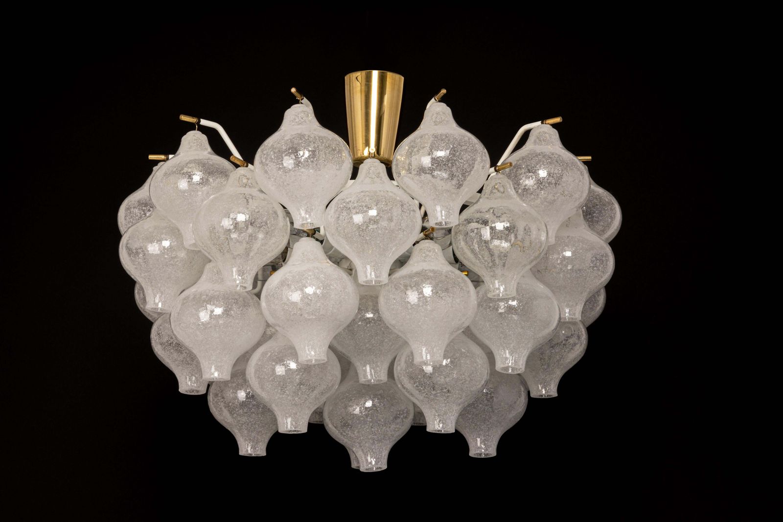 photo vintage 1 Of 6 Large Tulipan Glass Flush Mount / Chandelier By Kalmar, Austria, 1960s