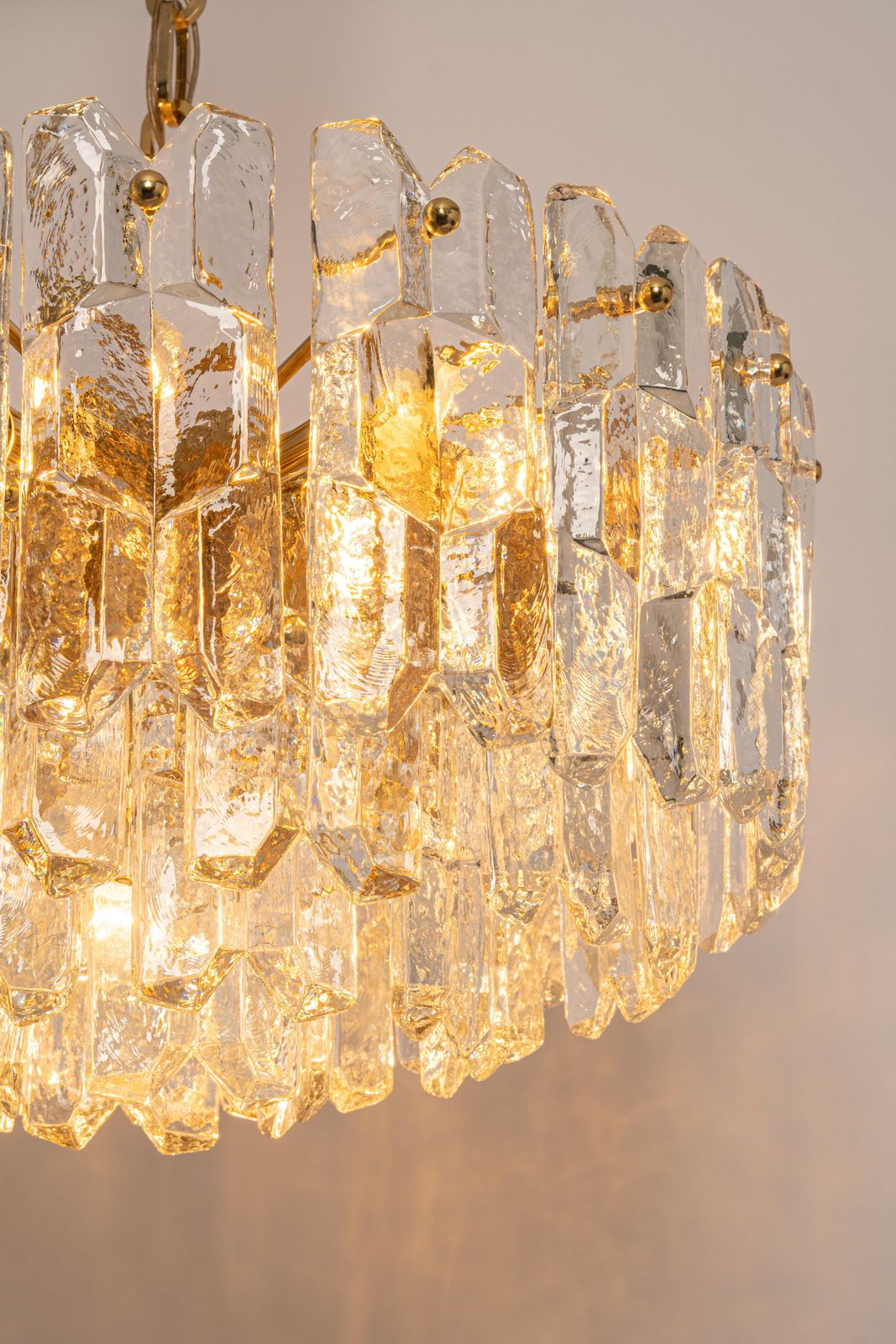 1 Of 3 Gilt Brass, Murano Glass Chandelier Palazzo, Kalmar, Austria, 1970s photo for sale