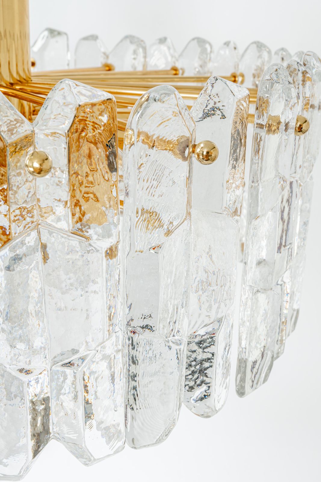 1 Of 3 Gilt Brass, Murano Glass Chandelier Palazzo, Kalmar, Austria, 1970s photo buy